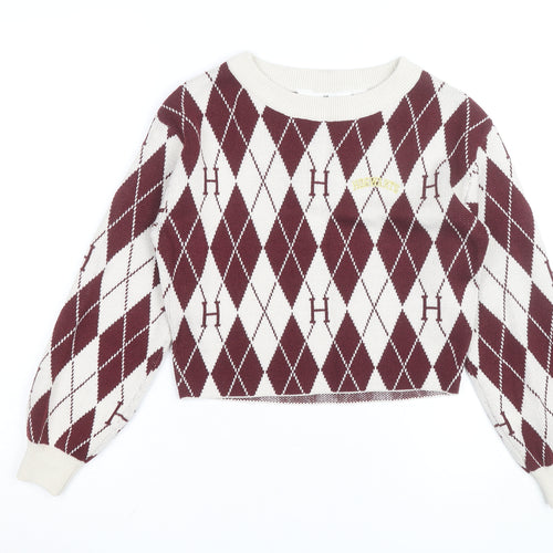 H&M Teens Red Argyle Harry Potter Knit Jumper Size 10 Crew Neck