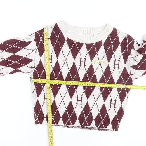 H&M Teens Red Argyle Harry Potter Knit Jumper Size 10 Crew Neck