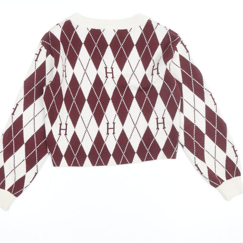 H&M Teens Red Argyle Harry Potter Knit Jumper Size 10 Crew Neck