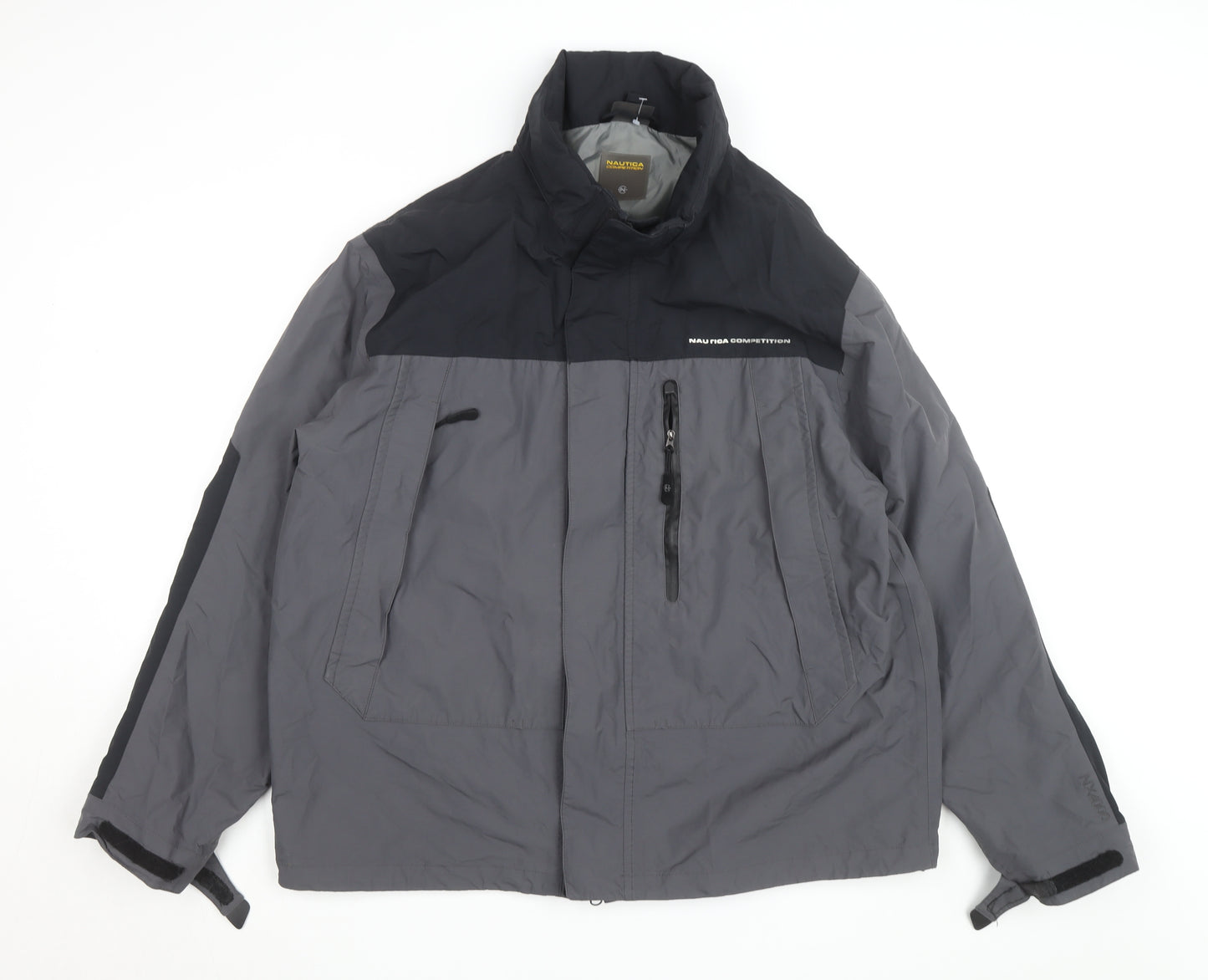 Nautica Men’s Grey Windbreaker Jacket L Regular Fit Water Resistant