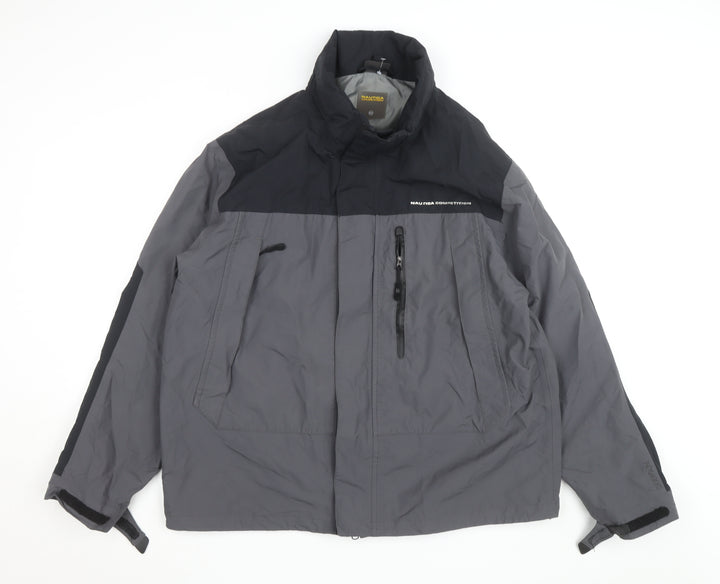 Nautica Men’s Grey Windbreaker Jacket L Regular Fit Water Resistant