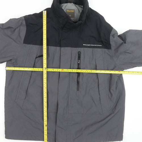 Nautica Men’s Grey Windbreaker Jacket L Regular Fit Water Resistant