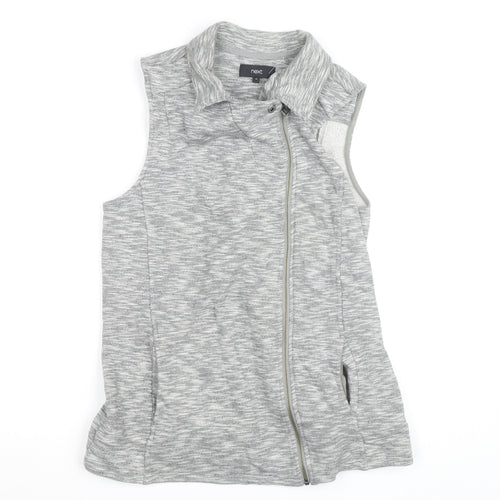Next Womens Grey Collared Full Zip Sleeveless Knit Vest Size 12
