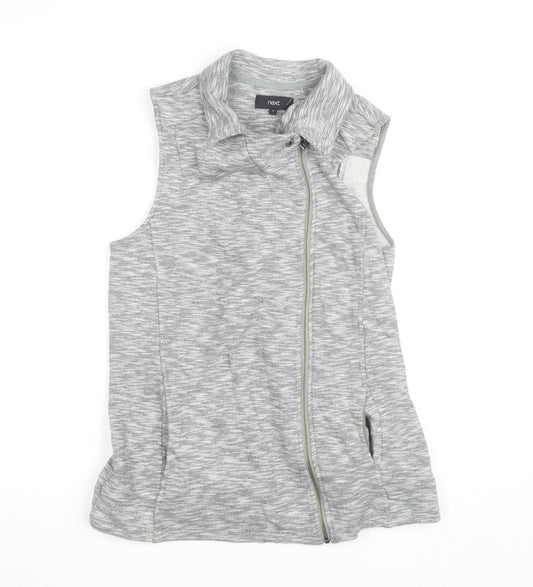 Next Womens Grey Collared Full Zip Sleeveless Knit Vest Size 12