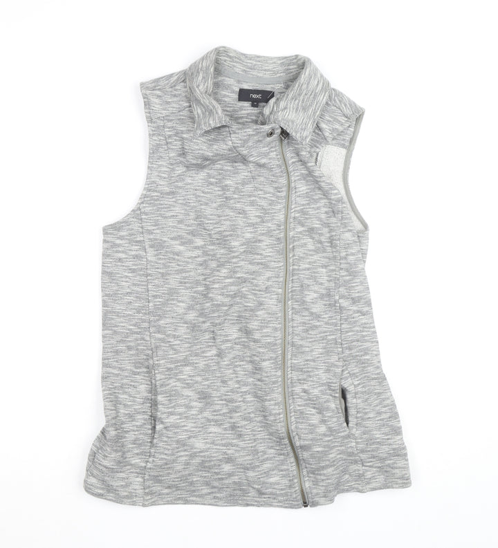 Next Womens Grey Collared Full Zip Sleeveless Knit Vest Size 12