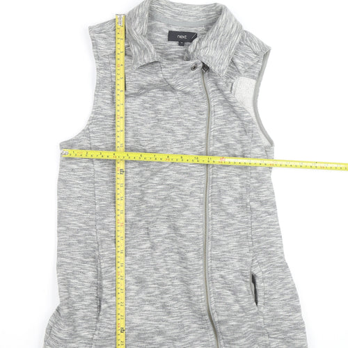 Next Womens Grey Collared Full Zip Sleeveless Knit Vest Size 12
