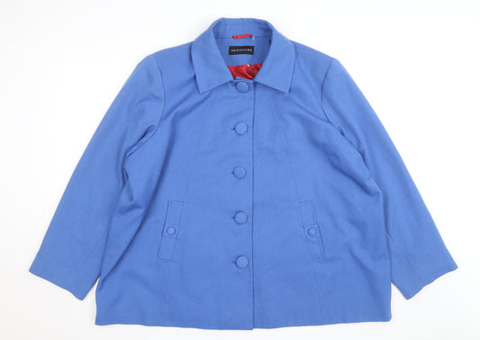 Wardrobe Women Blue Wool Blend Mid-Length Button Overcoat Size 16