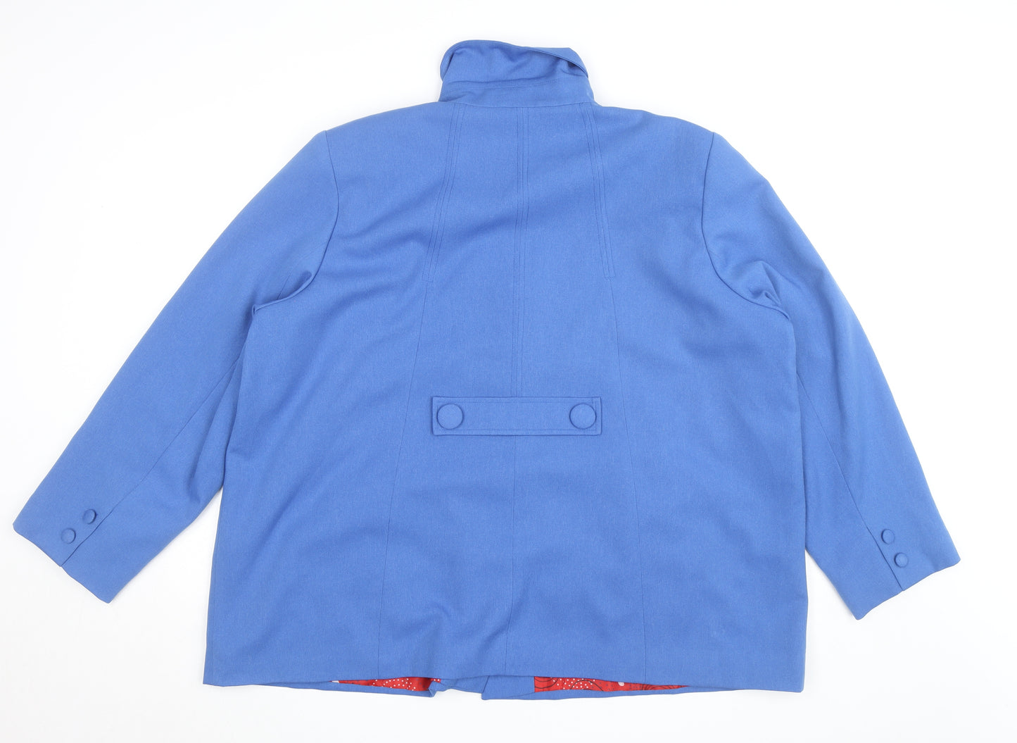 Wardrobe Women Blue Wool Blend Mid-Length Button Overcoat Size 16