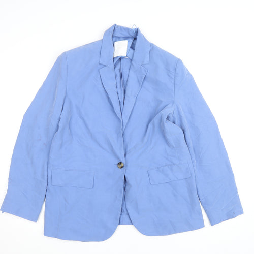 Mango Womens Blue Regular Fit Mid-Length Blazer Size 12