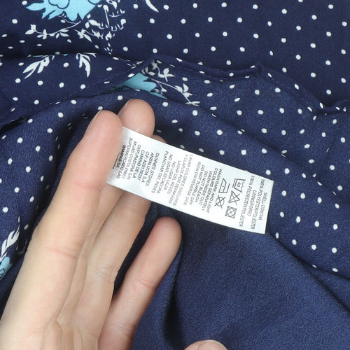 Savida Women Blue Floral Polka Dot Midi Wrap Dress Size 12