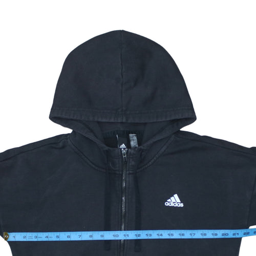 Adidas Women's Black Full Zip Hoodie Size M 12-14 with Logo Stripes