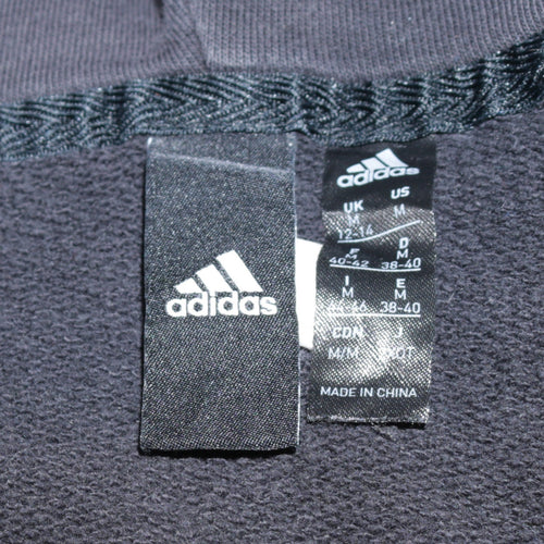 Adidas Women's Black Full Zip Hoodie Size M 12-14 with Logo Stripes