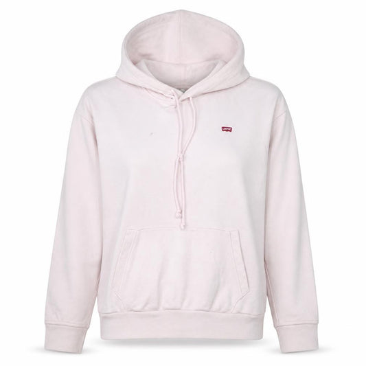 Front view of Levi's women’s pink pullover hoodie medium relaxed fit cotton