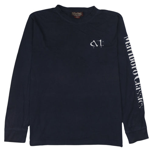 Marlboro Classics Men's Navy Long Sleeve Crew Neck T-Shirt Size L Cotton