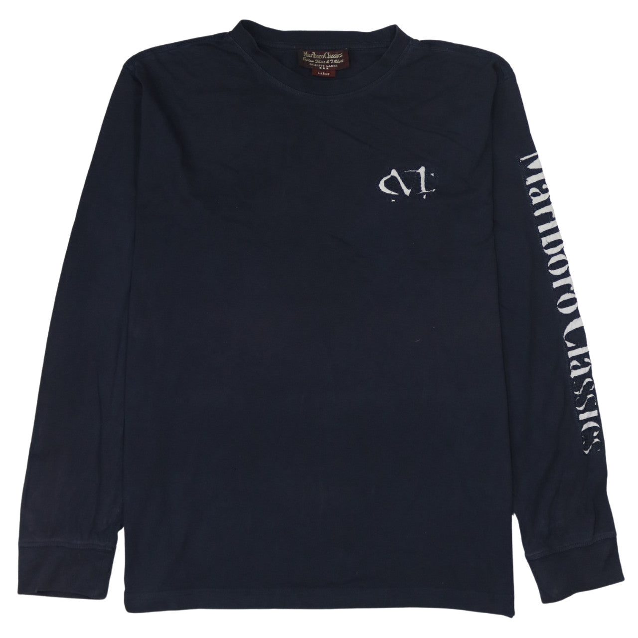 Marlboro Classics Men's Navy Long Sleeve Crew Neck T-Shirt Size L Cotton