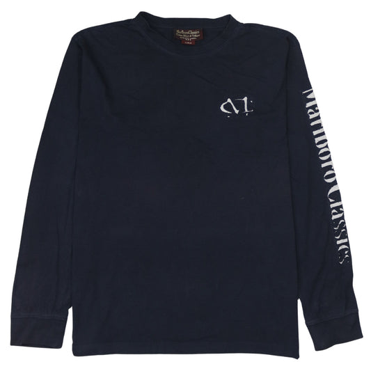Marlboro Classics Men's Navy Long Sleeve Crew Neck T-Shirt Size L Cotton