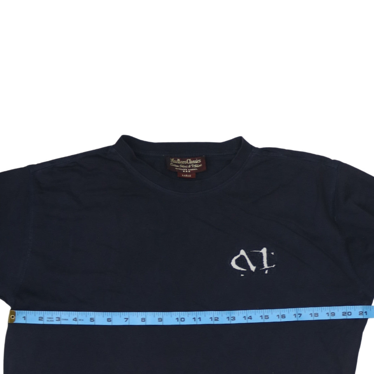 Marlboro Classics Men's Navy Long Sleeve Crew Neck T-Shirt Size L Cotton