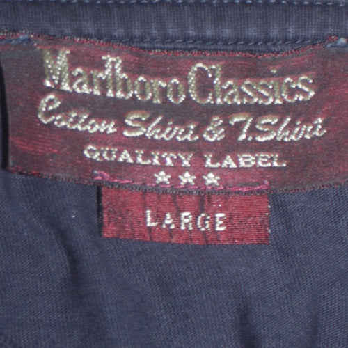 Marlboro Classics Men's Navy Long Sleeve Crew Neck T-Shirt Size L Cotton