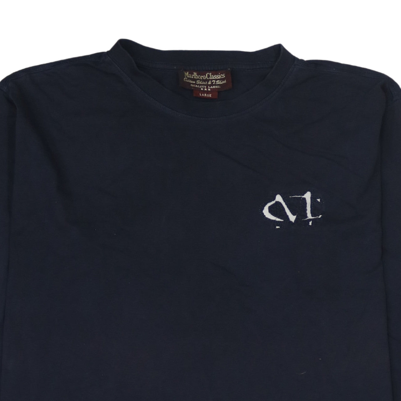 Marlboro Classics Men's Navy Long Sleeve Crew Neck T-Shirt Size L Cotton