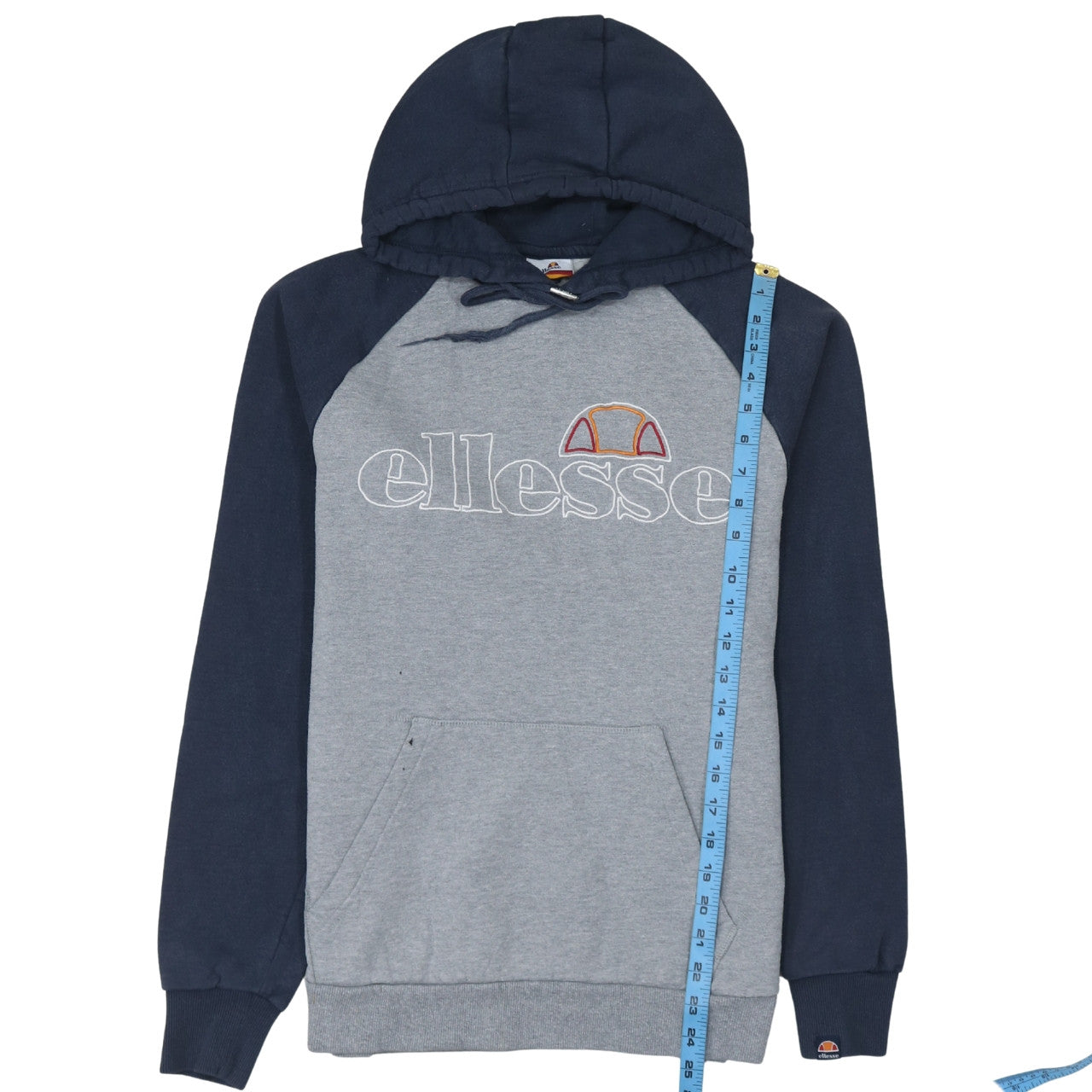 Ellesse Mens Grey Pullover Hoodie M Hooded Embroidered Sports Fleece