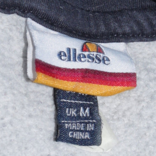 Ellesse Mens Grey Pullover Hoodie M Hooded Embroidered Sports Fleece