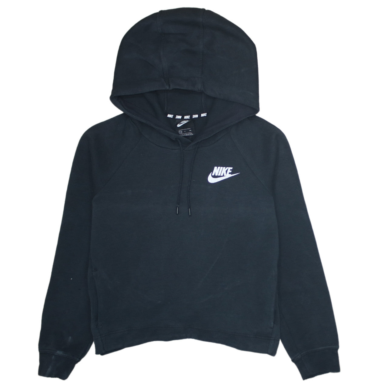 Nike Women Black Small Pullover Hoodie Sweatshirt Cotton Blend