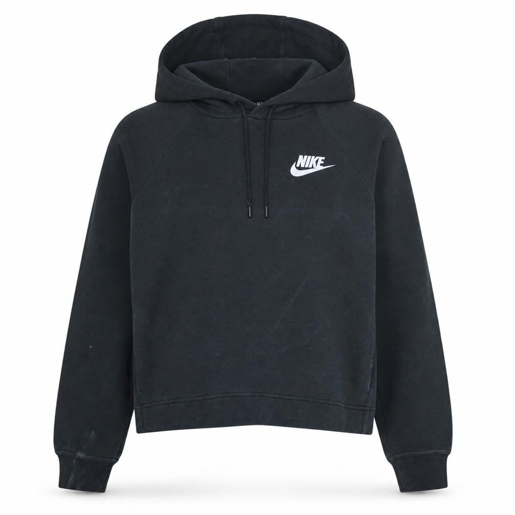 Front view of Nike Women Black Small Pullover Hoodie Sweatshirt Cotton Blend