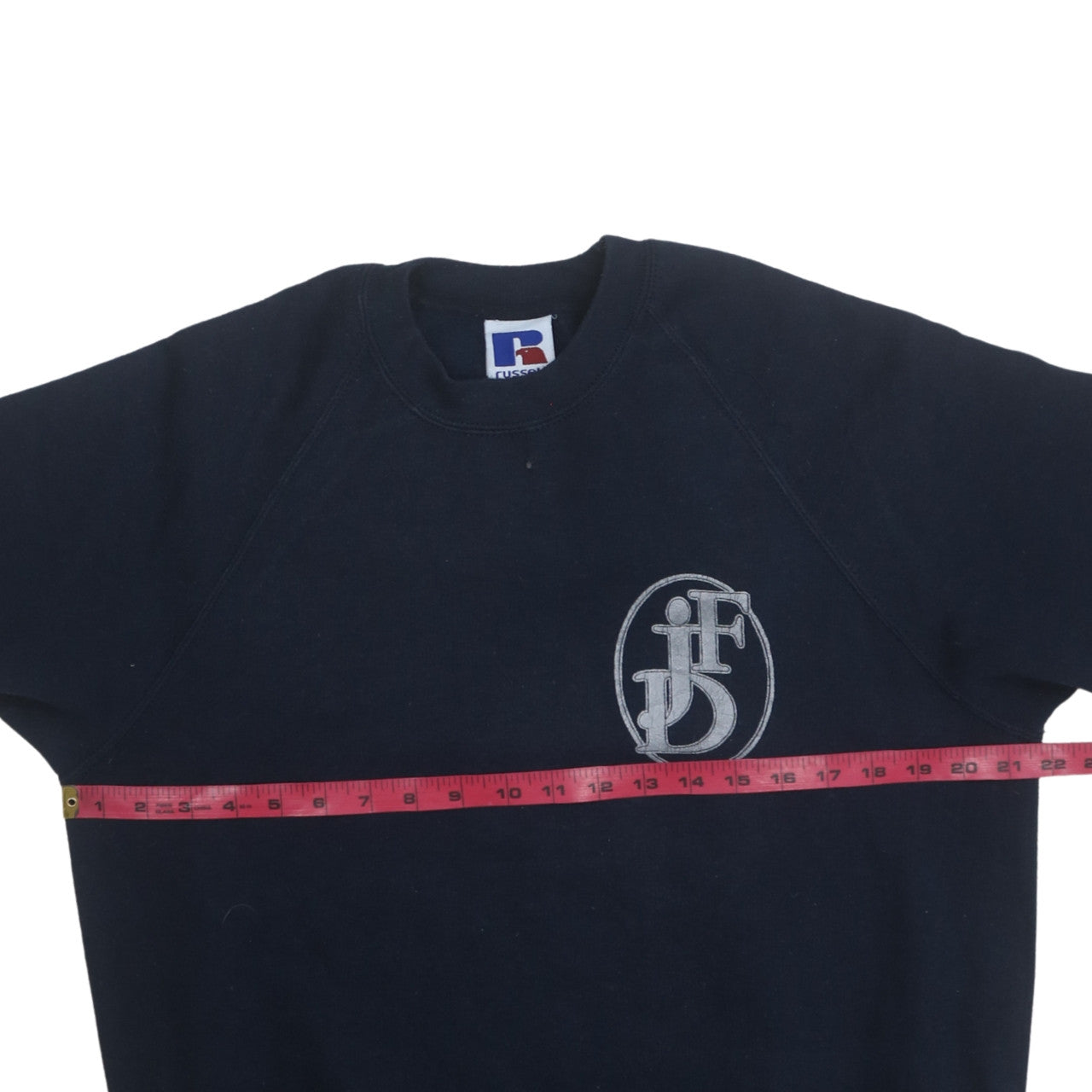 Russell Mens Blue Embroidered Logo Crew Neck Pullover Sweatshirt M