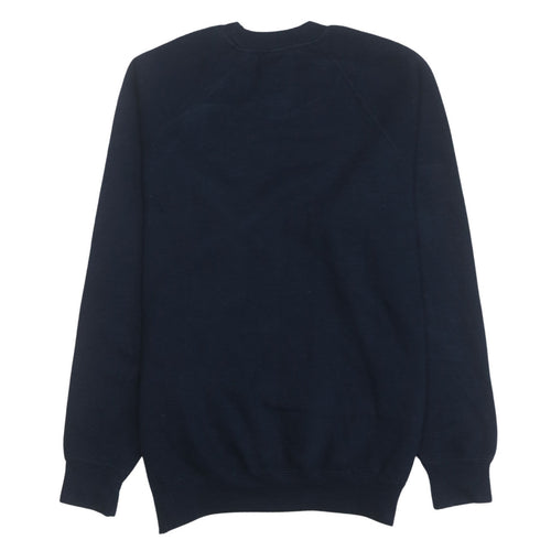 Russell Mens Blue Embroidered Logo Crew Neck Pullover Sweatshirt M