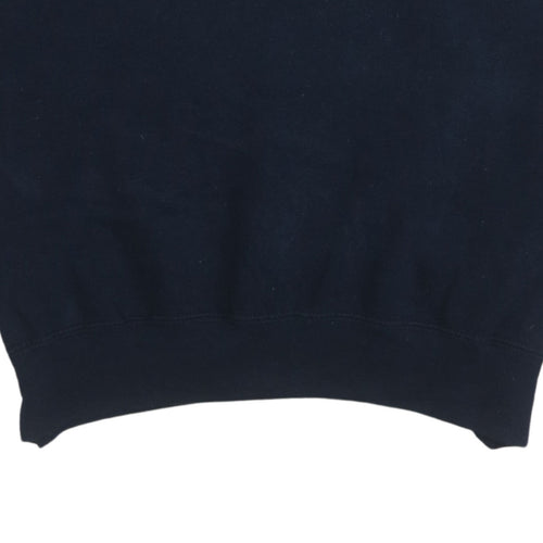Russell Mens Blue Embroidered Logo Crew Neck Pullover Sweatshirt M