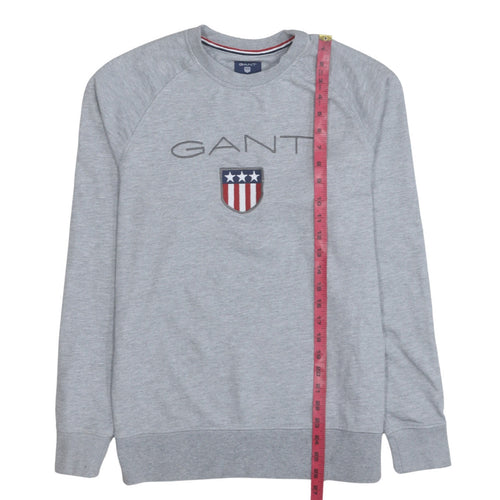 GANT Men's Grey Embroidered Logo Sweatshirt M Regular Fit