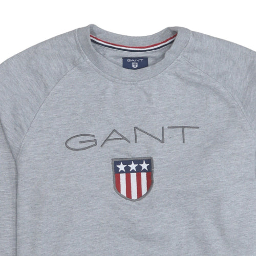 GANT Men's Grey Embroidered Logo Sweatshirt M Regular Fit