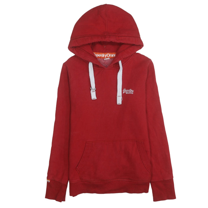 Superdry Men's Red Pullover Hoodie Medium Logo Fleece Sweatshirt