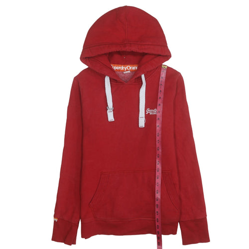 Superdry Men's Red Pullover Hoodie Medium Logo Fleece Sweatshirt