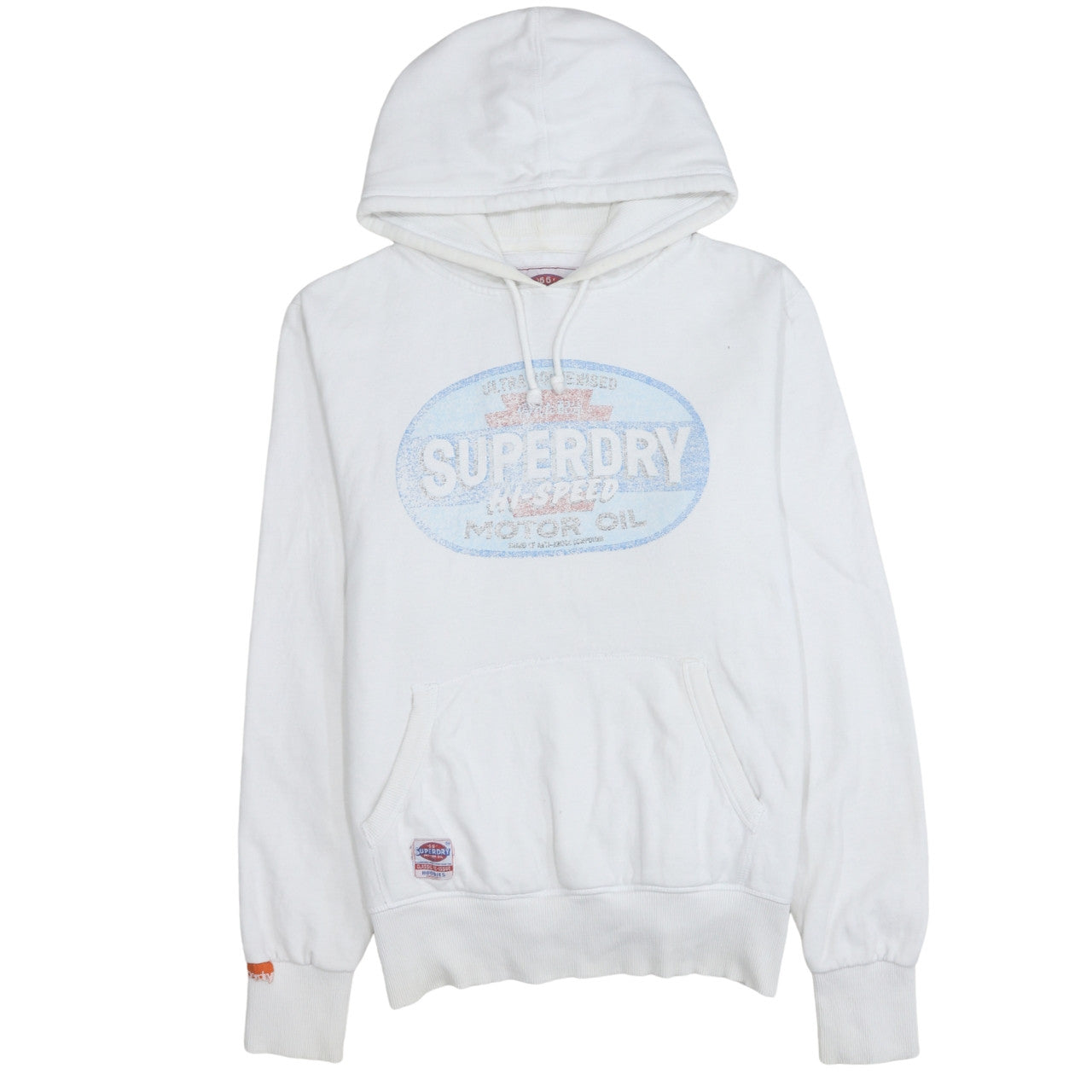 Superdry Men's White Pullover Hoodie L Retro Graphic Fleece