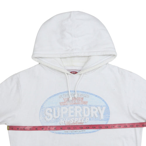 Superdry Men's White Pullover Hoodie L Retro Graphic Fleece