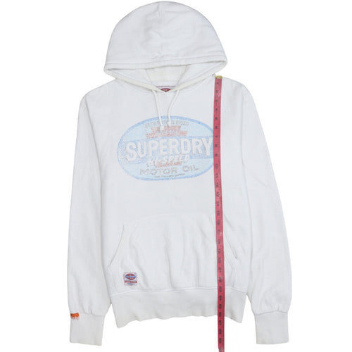 Superdry Men's White Pullover Hoodie L Retro Graphic Fleece