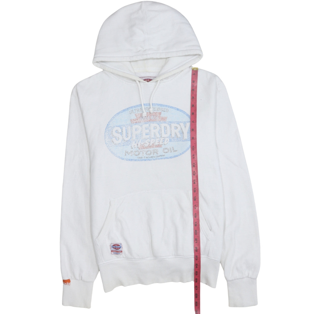 Superdry Men's White Pullover Hoodie L Retro Graphic Fleece