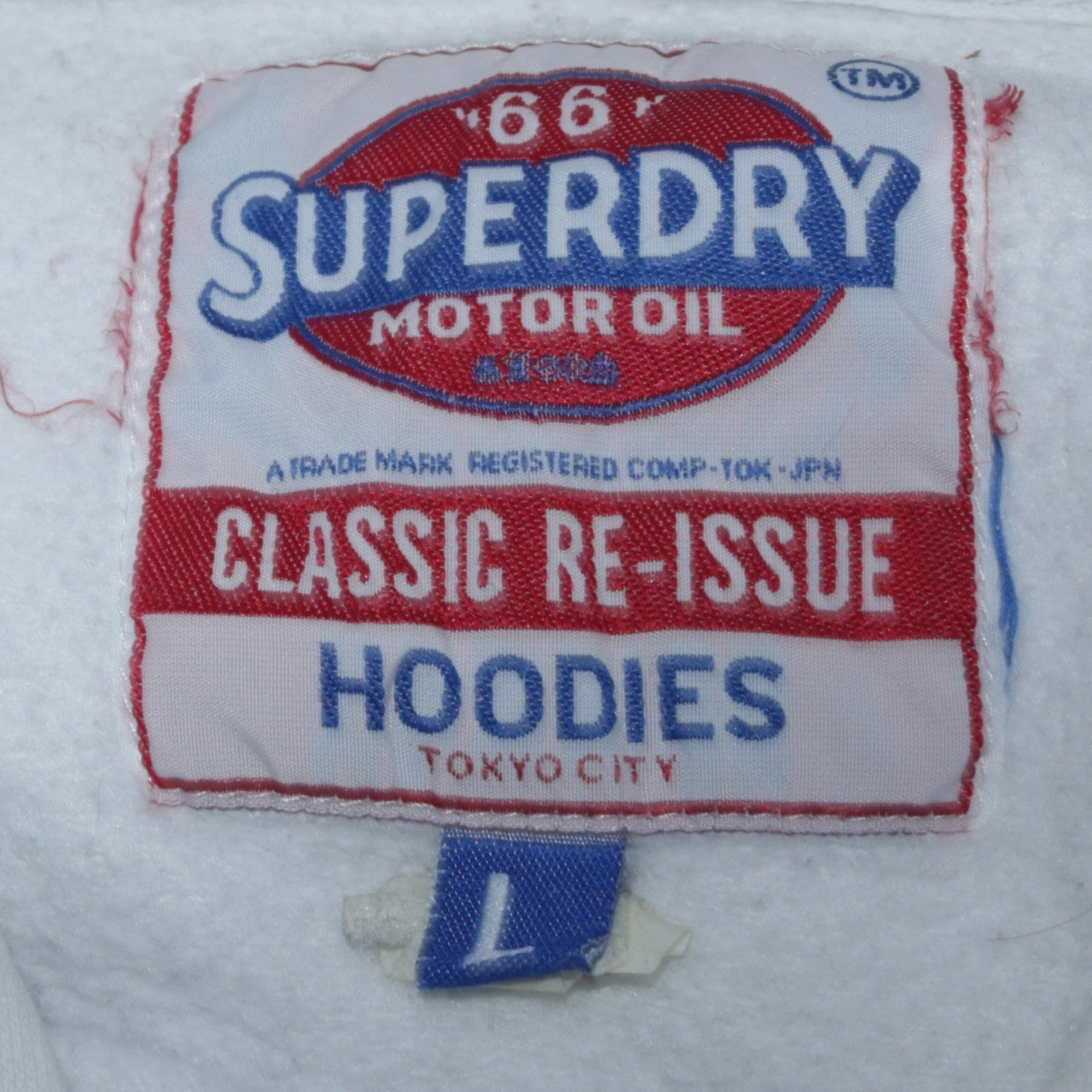 Superdry Men's White Pullover Hoodie L Retro Graphic Fleece