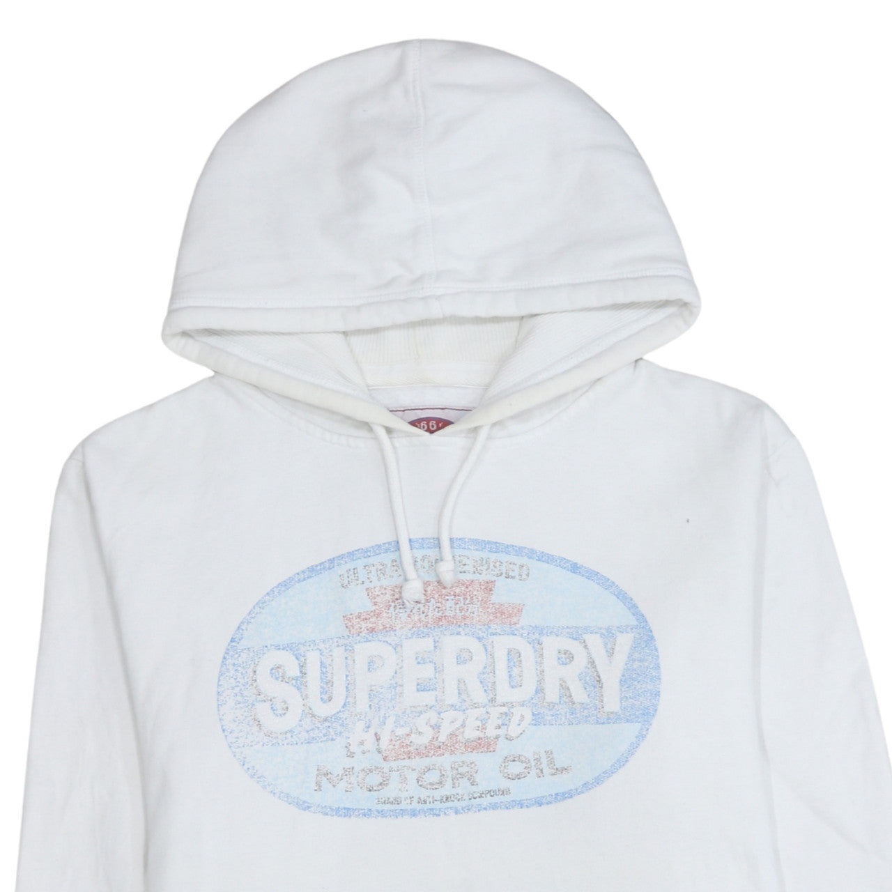 Superdry Men's White Pullover Hoodie L Retro Graphic Fleece
