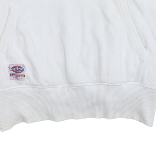 Superdry Men's White Pullover Hoodie L Retro Graphic Fleece
