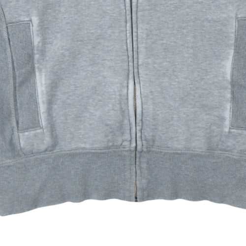 Puma Men Grey Full Zip Hoodie M Logo Sports Sweatshirt
