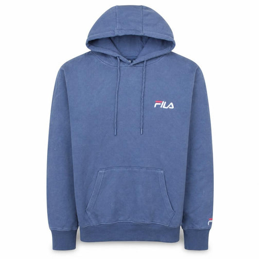 Front view of Fila Men's Blue Pullover Hoodie Small Embroidered Logo Sportswear