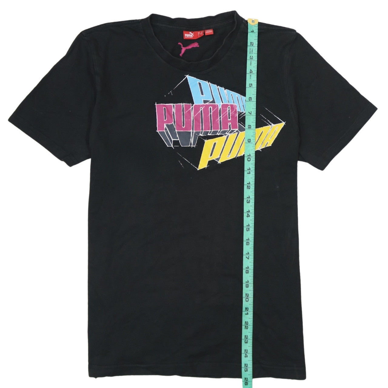 Puma Men's Black Graphic Print Crew Neck Cotton T-Shirt Size S