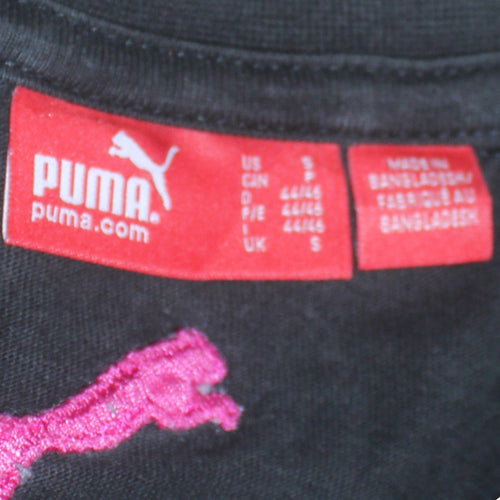 Puma Men's Black Graphic Print Crew Neck Cotton T-Shirt Size S