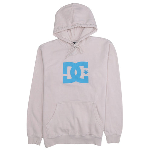 DC Shoes Womens Beige Hoodie Large Logo Pullover Fleece Sweatshirt