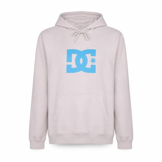 Front view of DC Shoes women’s beige hoodie large logo pullover fleece sweatshirt