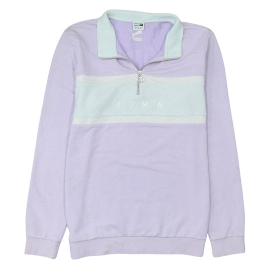 Puma Men's Lilac 1/2 Zip Sweatshirt L Cotton Blend Logo Pullover
