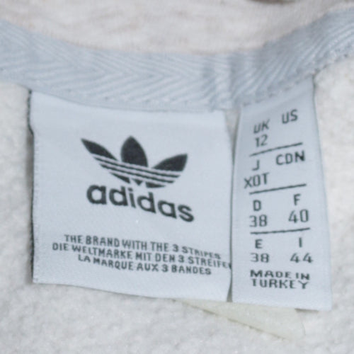 Adidas Women Beige Pullover Hoodie UK 12 Classic Logo Sweatshirt