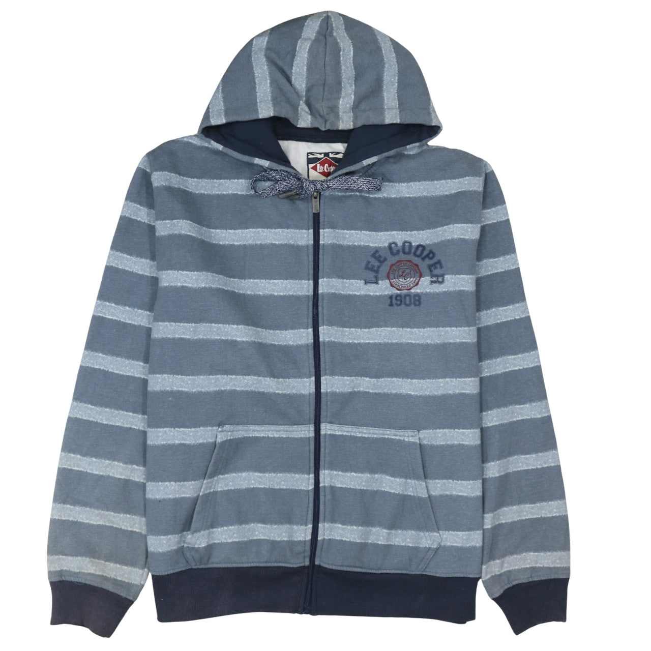 Lee Cooper Men’s Blue Striped Full Zip Hoodie 2XL Regular Fit